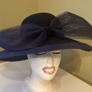Stylish Navy Blue Wool Church Dress Hat by b Michael New York